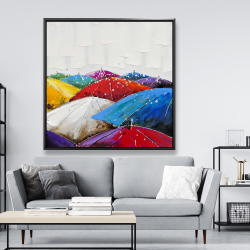 Framed 48 x 48 - Colorful umbrellas