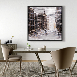 Framed 48 x 48 - Industrial abstract city