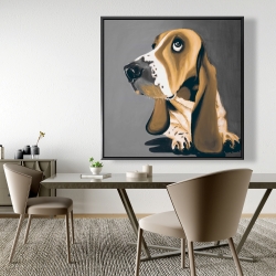 Encadré 48 x 48 - Chien basset doré