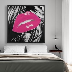 Framed 48 x 48 - Kissable pink glossy lips