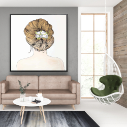 Framed 48 x 48 - Lady with flowers in her blondy hair