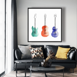 Framed 48 x 48 - Three guitars