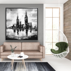 Framed 48 x 48 - Mono urban cityscape