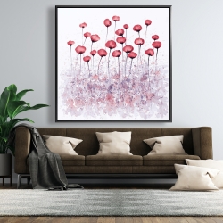 Framed 48 x 48 - Pink flowers in a field