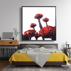 Framed 48 x 48 - Red tropical flowers