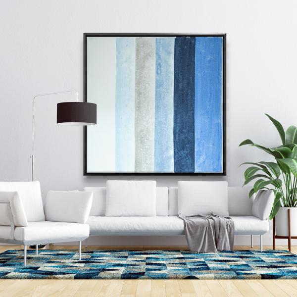 Framed 48 x 48 - Blue stripes