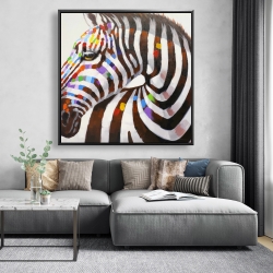 Framed 48 x 48 - Colorful zebra