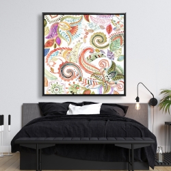Framed 48 x 48 - Watercolor paisley floral
