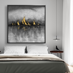 Framed 48 x 48 - Gold sailboats