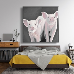 Framed 48 x 48 - Two little piglets