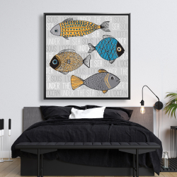 Framed 48 x 48 - Fishes' illustration