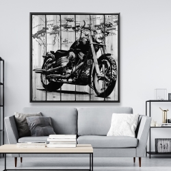 Framed 48 x 48 - Motorcycle grey and black