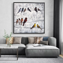 Framed 48 x 48 - Colorful birds on branches