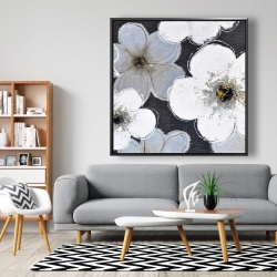 Framed 48 x 48 - Gray flowers