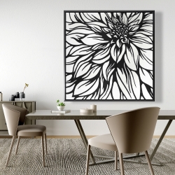 Framed 48 x 48 - Dahlia flower outline style