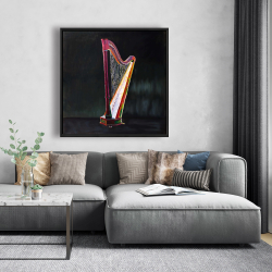 Framed 48 x 48 - Colorful realistic harp