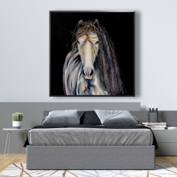 Framed 48 x 48 - Abstract horse with curly mane