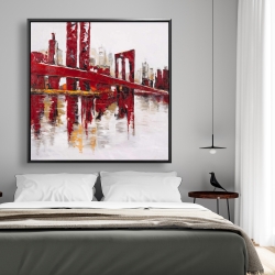 Framed 48 x 48 - Abstract and industrial red bridge