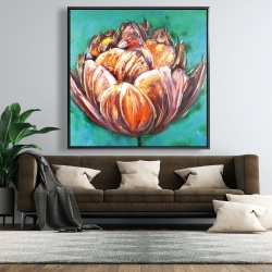 Framed 48 x 48 - Abstract double tulips flower