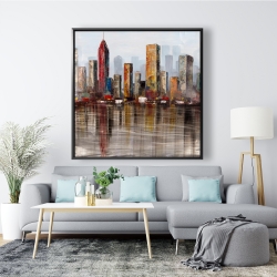 Framed 48 x 48 - Rust looking city