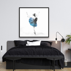 Framed 48 x 48 - Small blue ballerina