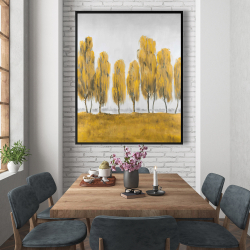 Framed 48 x 60 - Seven abstract yellow trees