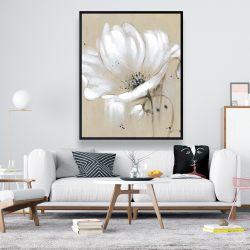 Framed 48 x 60 - White abstract wild flower