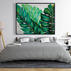 Framed 48 x 60 - Three big exotic plant leaves