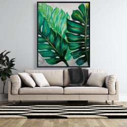 Framed 48 x 60 - Three big exotic plant leaves