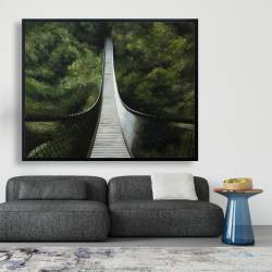 Framed 48 x 60 - Suspended bridge in the forest