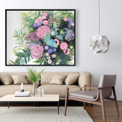 Framed 48 x 60 - Melody of fuchsia flowers