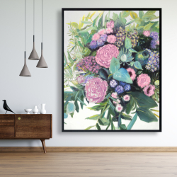 Framed 48 x 60 - Melody of fuchsia flowers