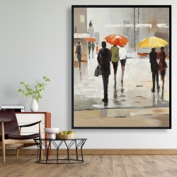 Framed 48 x 60 - Abstract passersby with umbrellas