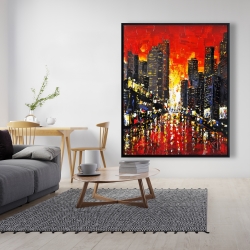 Framed 48 x 60 - Abstract sunset on the city