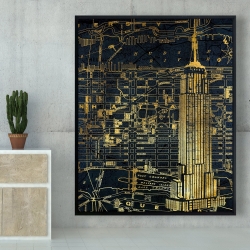 Framed 48 x 60 - Gold city blue print