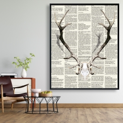 Framed 48 x 60 - Deer horns on newspaper