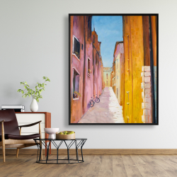 Framed 48 x 60 - Colorful houses in the streets of collioure