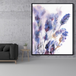 Encadré 48 x 60 - Fleurs de lavande floues à l'aquarelle