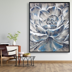 Framed 48 x 60 - Gray and blue flower
