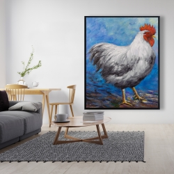 Framed 48 x 60 - Grey rooster