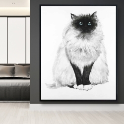 Framed 48 x 60 - Blue eyes fluffy siamese cat