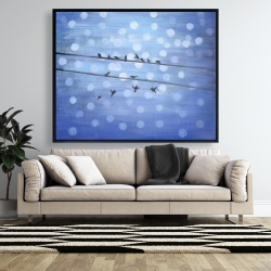 Framed 48 x 60 - Birds on glittering blue sky