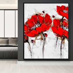 Framed 48 x 60 - Red poppies with texture