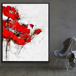 Framed 48 x 60 - Abstract red flowers with texture