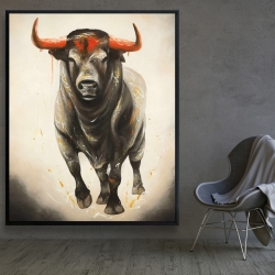Framed 48 x 60 - Fierce bull