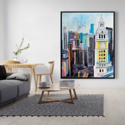 Framed 48 x 60 - Colorful cityscape of manhattan