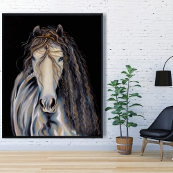 Framed 48 x 60 - Abstract horse with curly mane