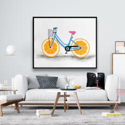 Framed 48 x 60 - Orange wheel bike