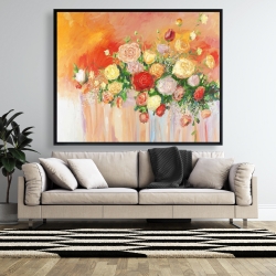 Framed 48 x 60 - Bouquet of multicolor abstract flowers