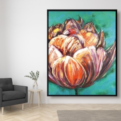 Framed 48 x 60 - Abstract double tulips flower